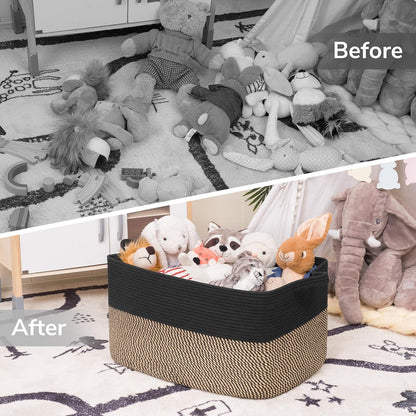 Goodpick Cube Storage Bins - Towel, Book, Cloth, Shoes, Closet Shelf Woven Baskets for Office, Baby Laundry, Toys, 13''x10''x9''