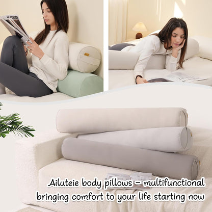 Body Pillow for Adults,Long Round Pillow,Big Cylindrical Pillow,Large Full Bolster Pillows for Side Sleepers (Steel Gray, 47.24"*7.87")