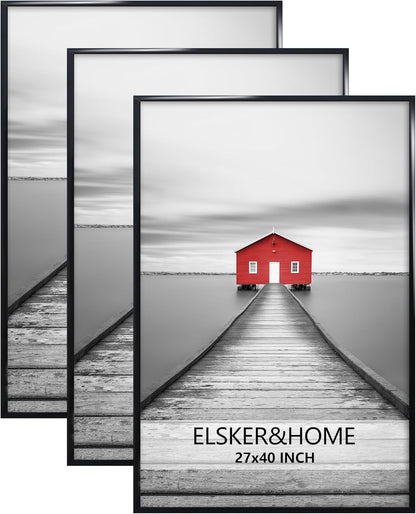 ELSKER&HOME 22.375 x 34 Poster Frame 3 Pack, Black Picture Frame for Horizontal or Vertical Wall Mounting, Sturdy and Scratch-proof