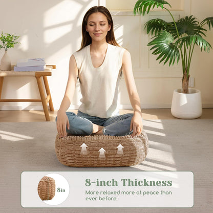 HIGOGOGO Floor Pillow Cushion for Adults, Meditation Cushion Pillow, Blended Corduroy Cover, Large Square Floor Sitting for Tatami Living Room or Yoga, 22x22 Inch, Beige