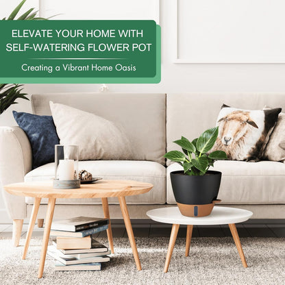 montresor 12/10/8 Inch Self Watering Pots for Indoor Plants Plastic Large Plant Pots for Outdoor Plants, Water Level Window & Spacious Reservoir Flower Pots Decorative Planter with Drainage and Tray