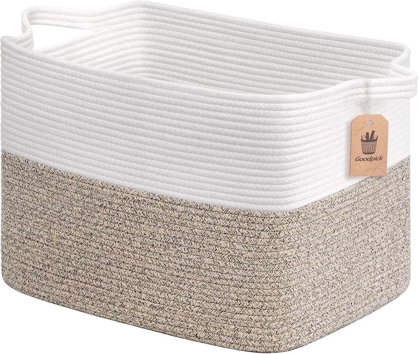 Goodpick Cube Storage Bins - Towel, Book, Cloth, Shoes, Closet Shelf Woven Baskets for Office, Baby Laundry, Toys, 13''x10''x9''