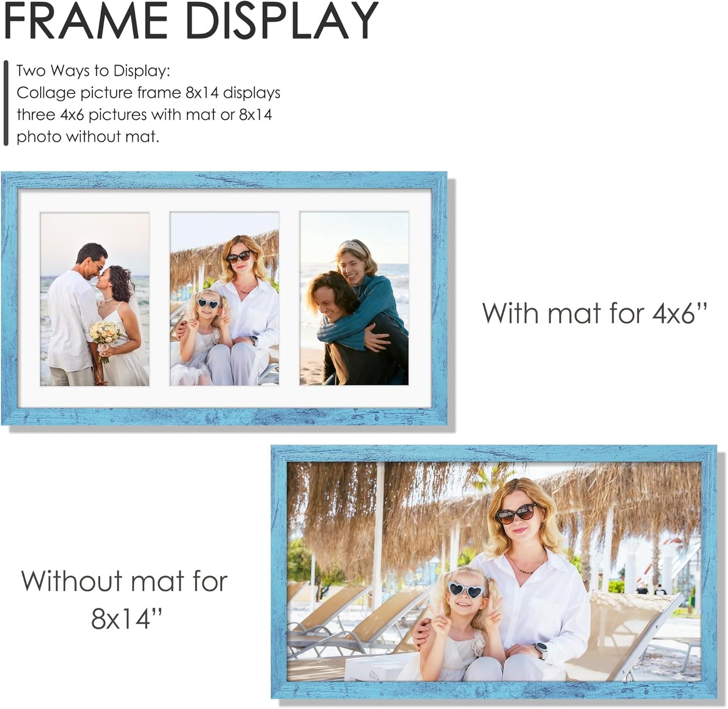 DUENPY 14x26 Collage Picture Frame 4x6 Collage Picture Frame Displays Twelve 4x6 inch Photos Available Horizontal Wall Mounting Display and Vertical Black - Colors A