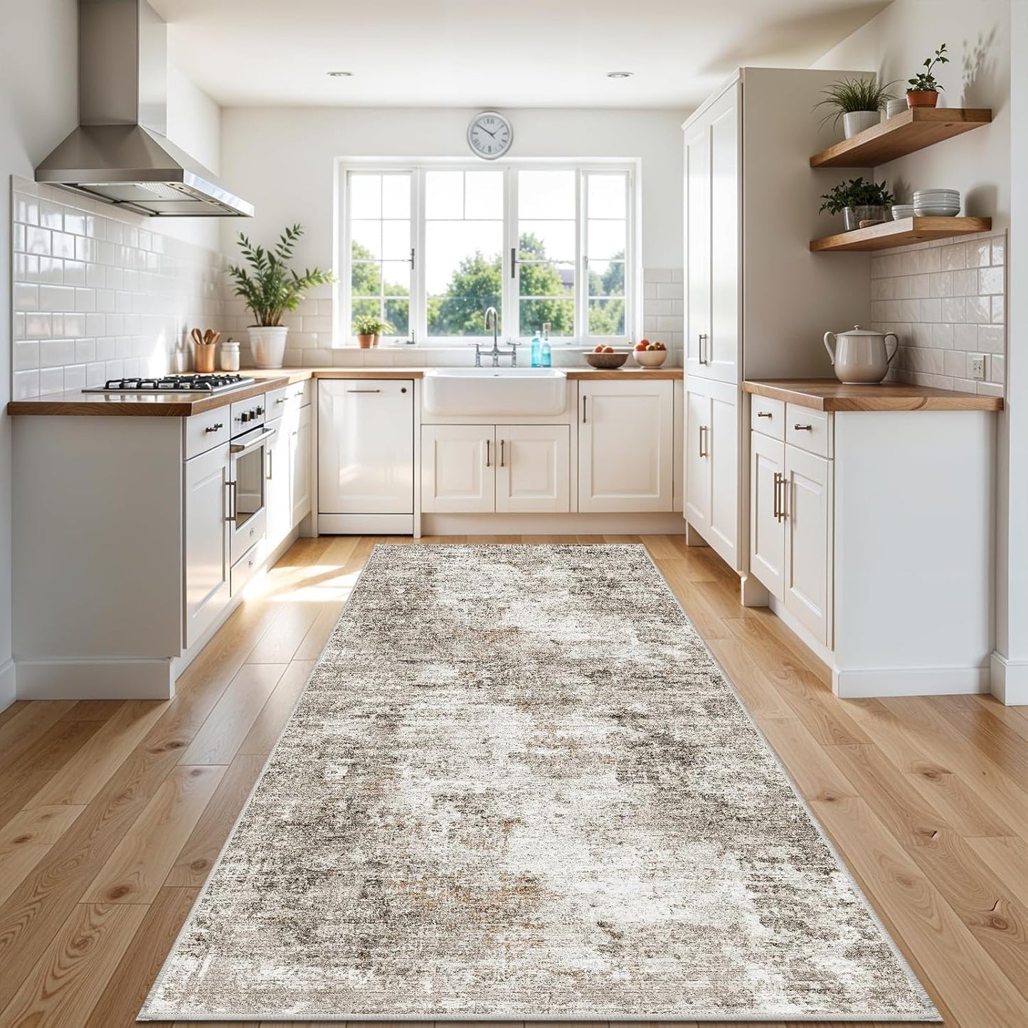 2x3 Washable Non-Slip Area Rug - Soft Low Pile Throw Rug for Kitchen Entryway Bedroom - Modern Indoor Door Mat with Rubber Backing (Beige Grey) - Colors A