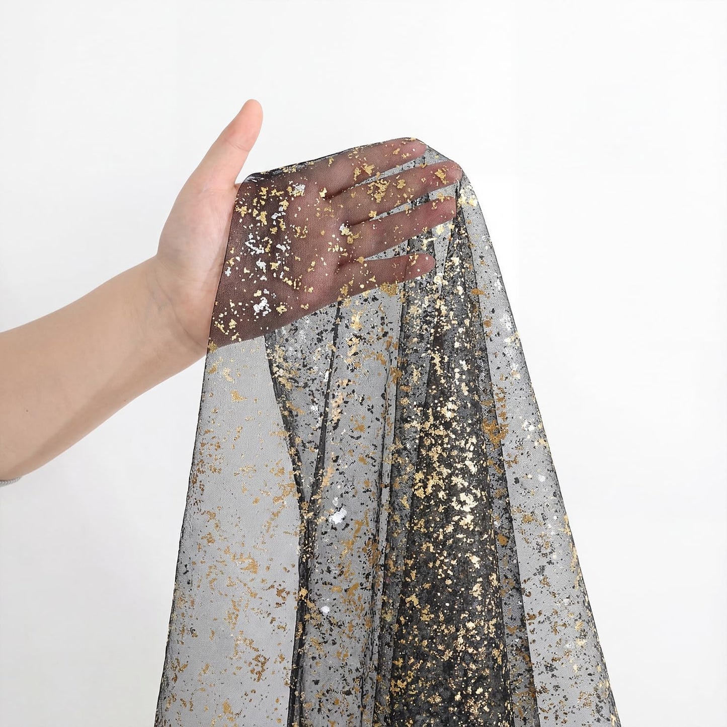 Artoid Mode Beige Gold Gauze Table Runner 120 Inch 10FT, Glitter Metallic Foil Sheer Dining Wedding Anniversary Holiday Birthday Table Decor for Home Party