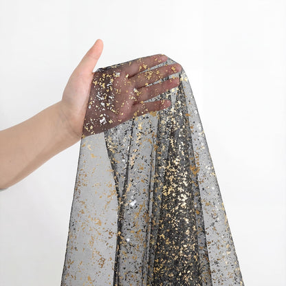 Artoid Mode Beige Gold Gauze Table Runner 120 Inch 10FT, Glitter Metallic Foil Sheer Dining Wedding Anniversary Holiday Birthday Table Decor for Home Party