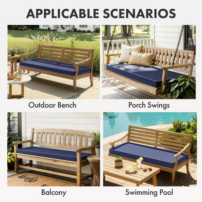 MIULEE Black Outdoor Bench Cushion 48x18x3 Inch Waterproof 3-Year Color Fastness Patio Furniture Cushions for Porch Swing, Garden Bench Sofa Couch with Adjustable Ties No Slip Design