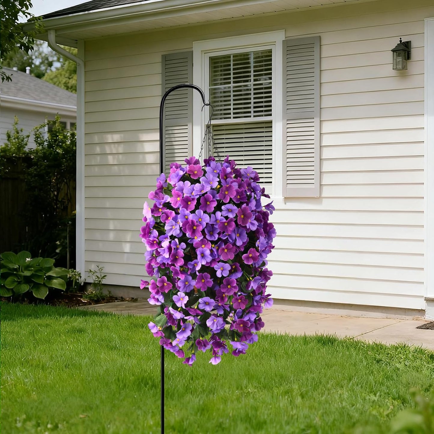 INQCMY Artificial Fake Hanging Plants Flowers Basket for Spring Summer Outdoor Outside Decoration,Faux Silk Begonia Flower in Planter Look Real UV Resistant for Home Porch Patio Balcony Yard Decor