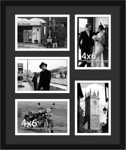 DUENPY 14x26 Collage Picture Frame 4x6 Collage Picture Frame Displays Twelve 4x6 inch Photos Available Horizontal Wall Mounting Display and Vertical Black - Colors B