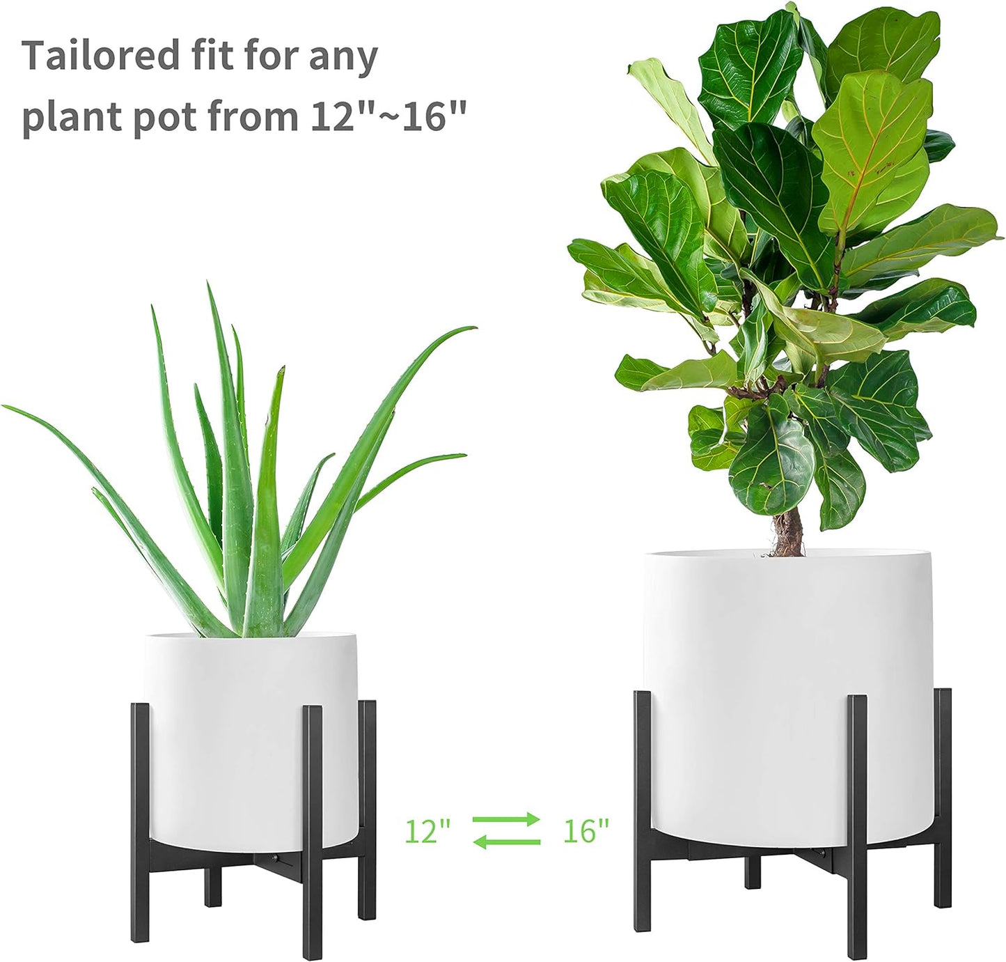 FaithLand Plant Stand, Adjustable Size Fits 8 9 10 11 12 Inches Plant Pot, Metal Planter Stand, Mid Century Expandable Plant Holder Indoor Outdoor, Adjustable Width: 8”-12” - Easy Assembly