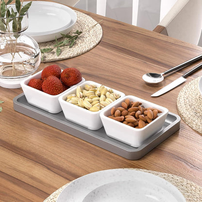Bathroom Vanity Tray for Countertop - Bamboo Organizer Tray for Dresser Tops, Toilet, Perfume Small Decorative Tray Wood Tray for Home Decoration 11.81” L x 6.1” W x 0.79” H Black