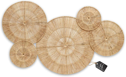 CHI AN HOME Wicker 23 Inch Jute Wall Decor Baskets, Set of 6 Extra Large Woven Jute Wall Plates, 23",21",15",13",12,10", Decorative Baskets for Wall Arts, Wall Hanging for Bedroom, Living Room, Office