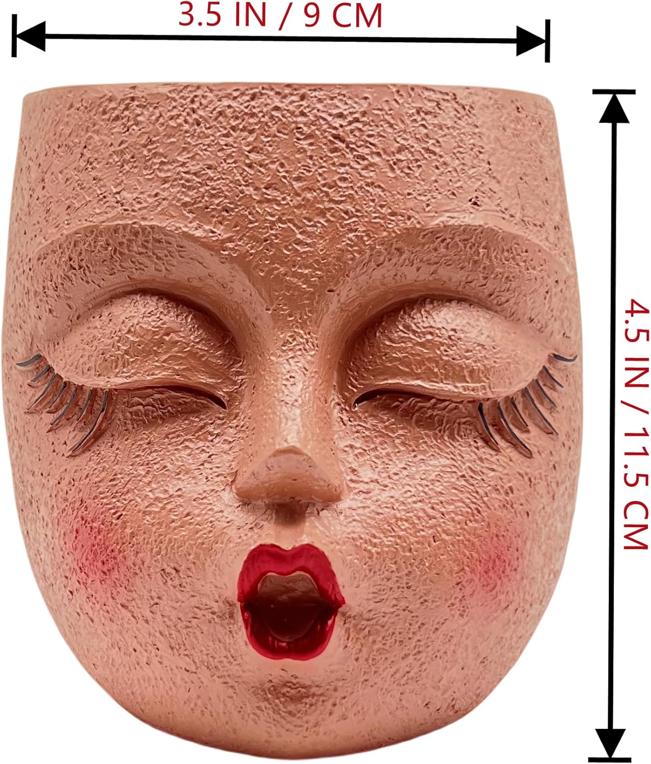 Handmade Face Flower Pots Standing Air Kiss Head Planter Pot for Trailing Plants Cute Succulent Planter Resin Planters Funny Face Planters with Anti-Friction Pads White 1Pack