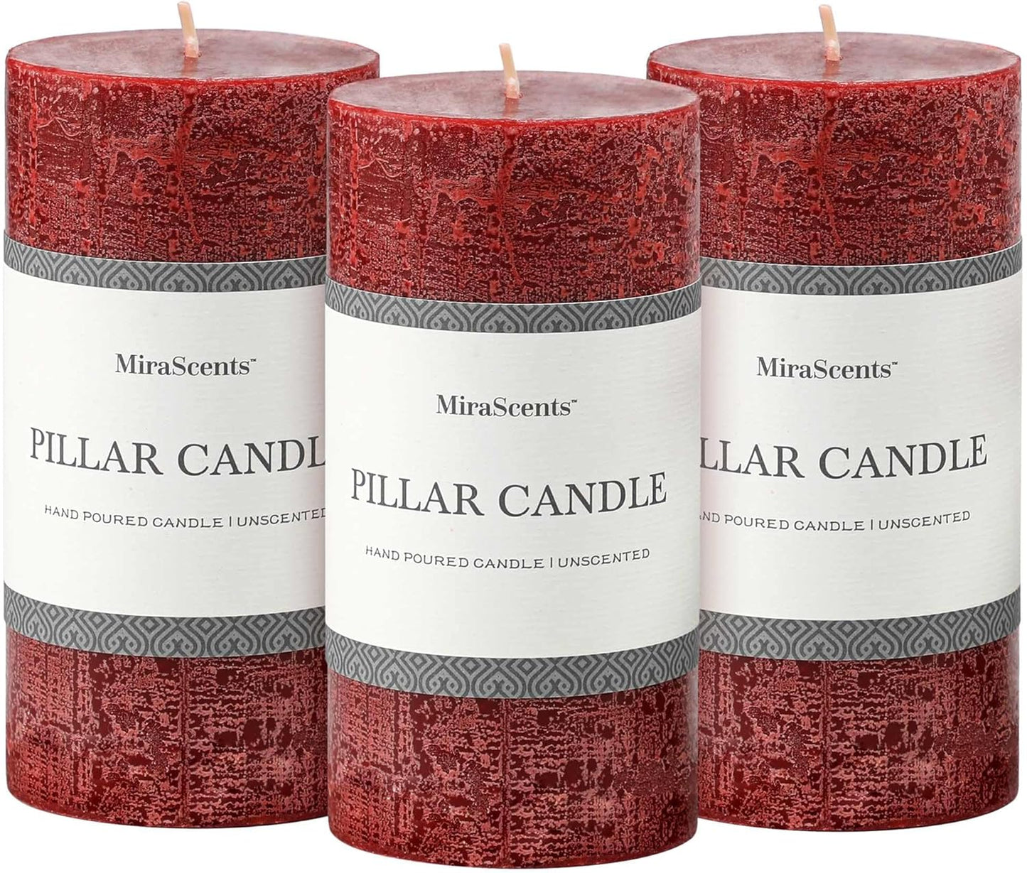 3x6 Inch Sage Green Pillar Candles Set of 3 - Unscented Spring, Long Clean Burning, Large Smokeless Dripless for Home Decor, Dinner Table, Bathroom, Rustic Decor