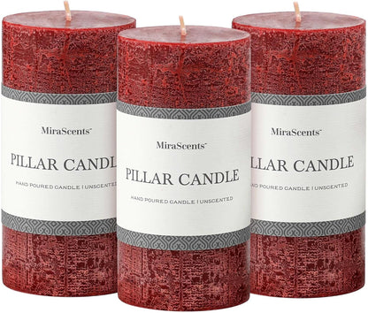 3x6 Inch Sage Green Pillar Candles Set of 3 - Unscented Spring, Long Clean Burning, Large Smokeless Dripless for Home Decor, Dinner Table, Bathroom, Rustic Decor