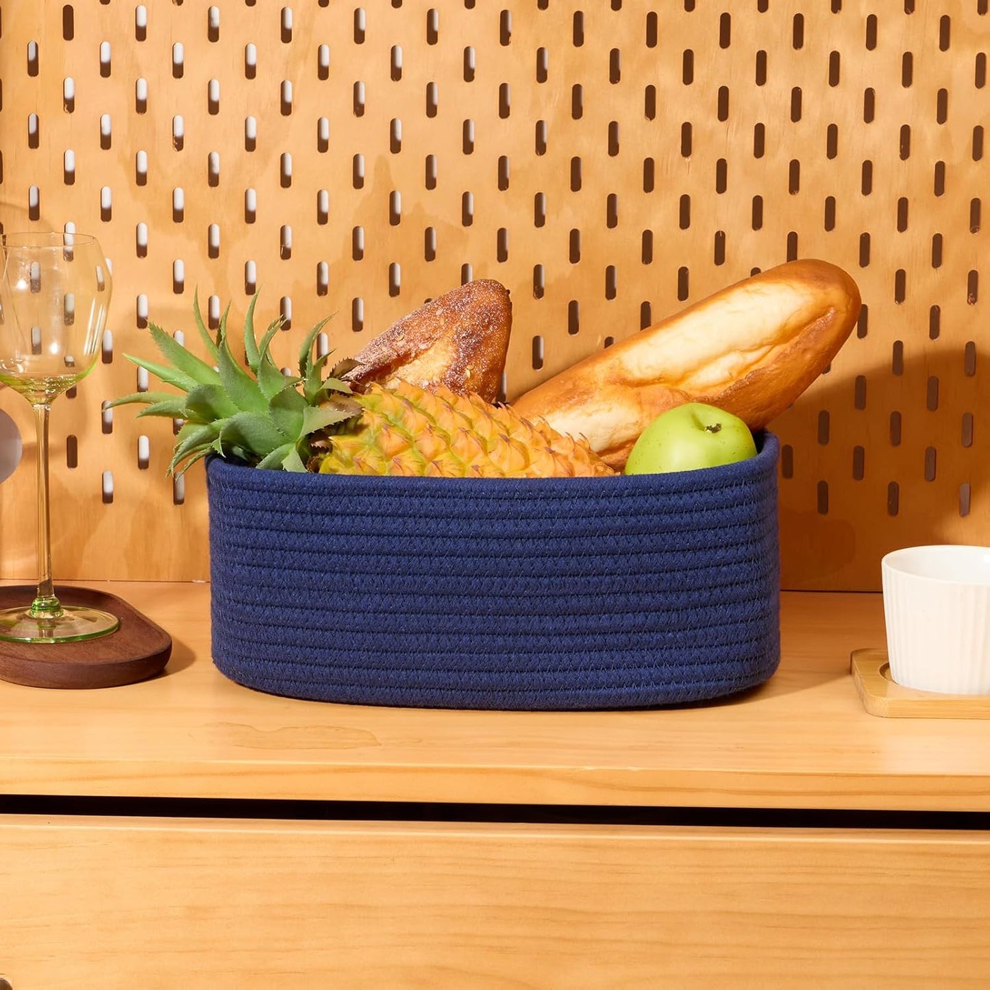 MiniArk Small Storage Baskets for Organizing | Closet Organizer Bins | Shelf Toy Basket | Woven Rope Baskets | Cube Decorative Box | Shallow Basket | L11.5xW7.5xH4.7| Brown