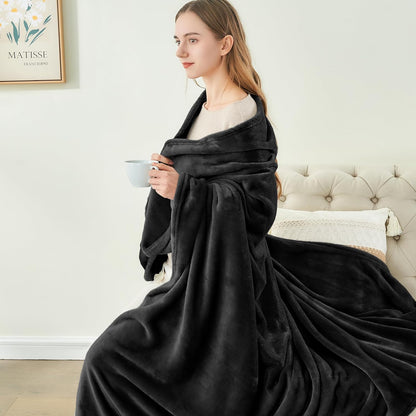 BEDELITE Fleece Blanket Black Throw Blankets for Couch & Bed, Luxury Plush Cozy Fuzzy Blanket 50x60 inches, Super Soft Warm Lightweight Throw Blanket for Travel Camping - Colors B