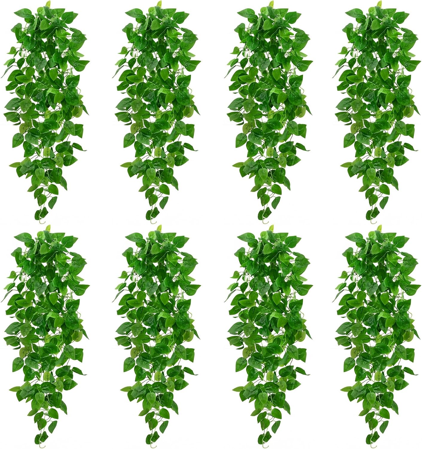 BLEUM CADE Fake Hanging Plants, 2pcs Artificial Pothos Vines Greenery for Wall Home Living Room Office Indoor Outdoor Decor (No Baskets)