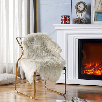 EasyJoy Ultra Soft Fluffy/Fuzzy Shaggy Area Rug Faux Fur Chair Cover Seat Pad for Bedroom Floor Sofa Living Room (2 x 6 ft Sheepskin, Beige)