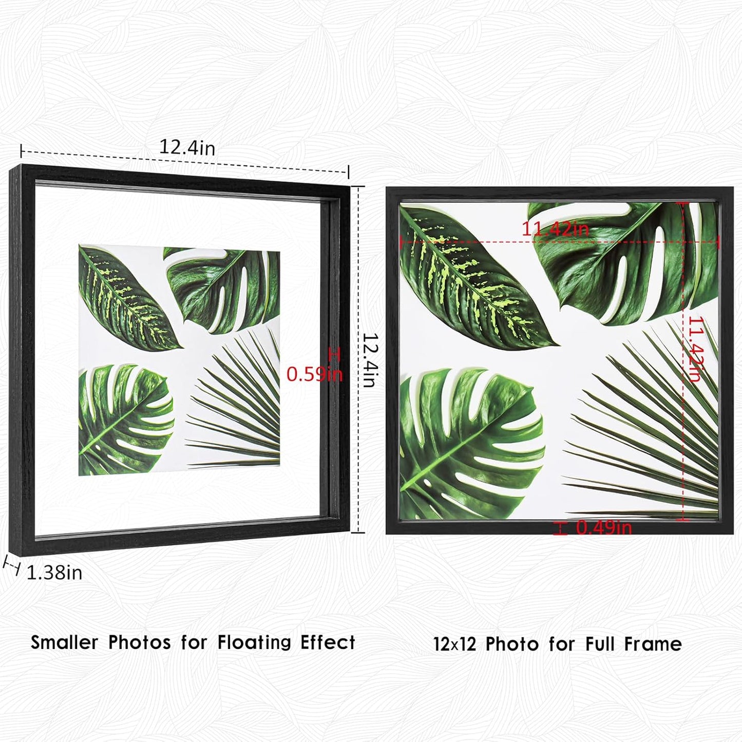 MUYE 11x14 Floating Frame Set of 2,Double Glass Rustic Frame,Display Any Size Photo up to 11x14,Wall Mount or Tabletop Standing,Natural