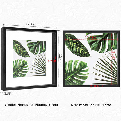MUYE 11x14 Floating Frame Set of 2,Double Glass Rustic Frame,Display Any Size Photo up to 11x14,Wall Mount or Tabletop Standing,Natural