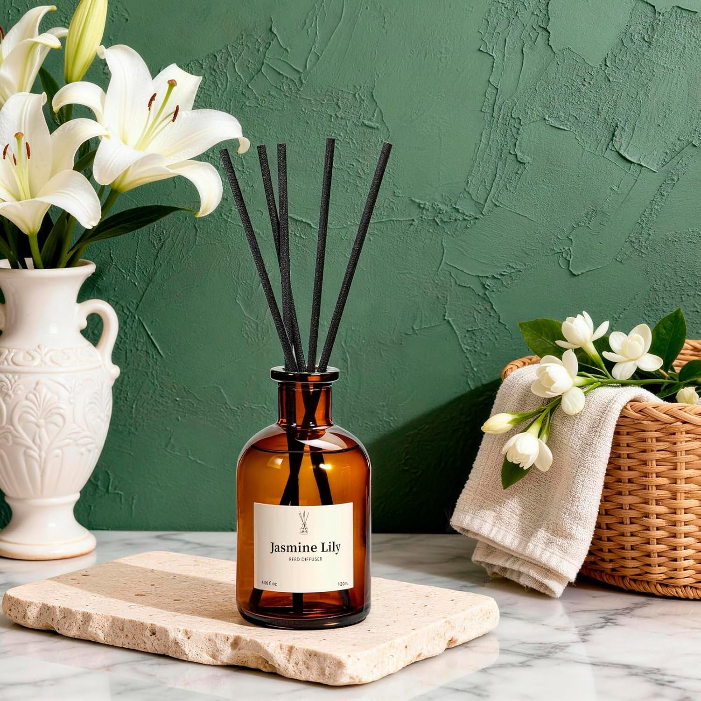 Reed Diffuser Set, 8.12 fl.oz Eucalyptus Scented Diffuser with Sticks, Up to 120 Days, Home Fragrance Reed Diffuser for Bathroom Shelf Decor & Room Freshener, 2 Pack