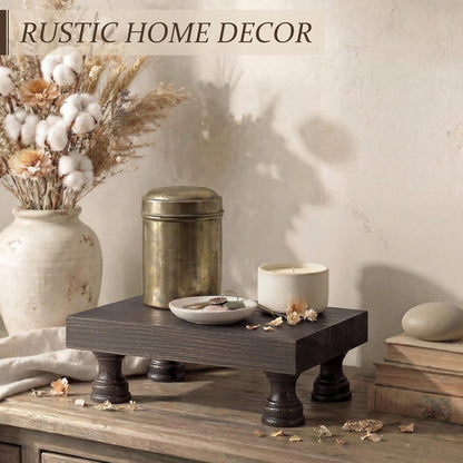 EOSAHR Farmhouse Riser for Room Decor : Decorative Pedestal Stand For Display Your Home Decorations and Uniquely Soap Stand - Rustic Bathroom Counter Tray and Kitchen Decor (Natural Wood)