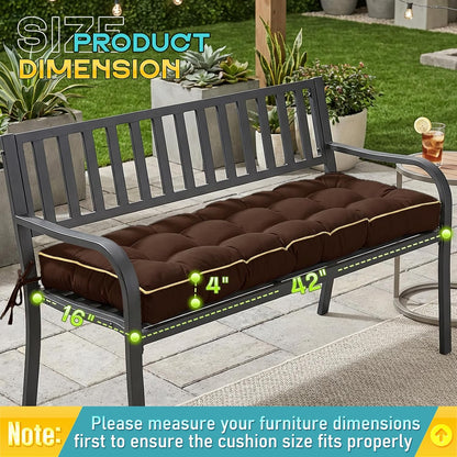 Outdoor Bench Cushion, Tufted Patio Seat Pad for Garden Bench, Porch Swing, Indoor/Outoor Furniture (Blue, 48X18X4 inch)