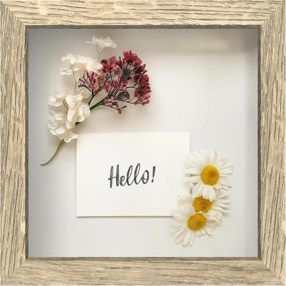 FrameWorks 11” x 14” Dark Oak Wooden Shadow Box Frame – Display Case with Soft Felt Back, Memory Box with Tempered Glass, Display Box with Elegant White Ball Push Pins, Wooden Flower Box