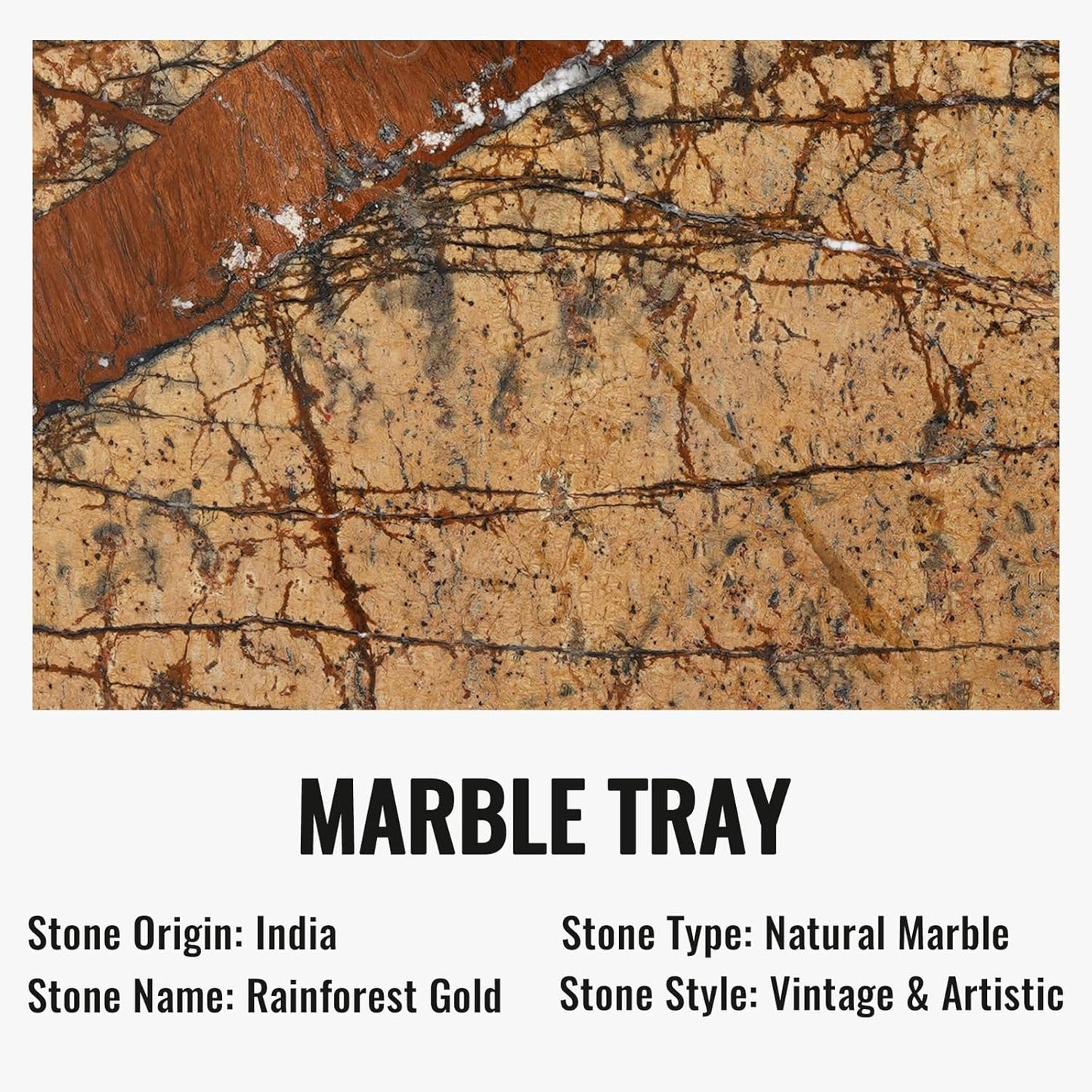Koville Italian Travertine Tray, 12"x6" Vanity Decorative Marble Tray for Countertop, Catchall Tray for Perfume, Candles, Jewelry Dish Tray