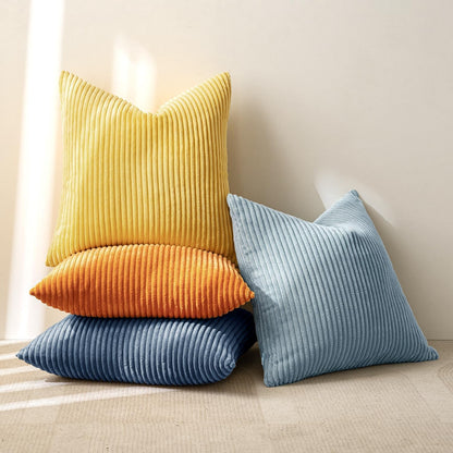 MIULEE Boho Farmhouse Sage Green Throw Pillow Covers 18x18 Inch Set of 4 Mordern Nordic Cushion Covers Soft Corduroy Spring Home Decor for Couch Bed Sofa Living Room Forest Green