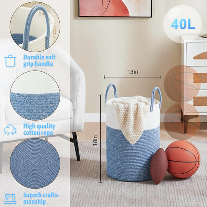 Artfeel Laundry Basket,Woven Cotton Rope Laundry Hamper,60L for Decor Storage of Dirty Clothes,Toys and Blankets in Bathroom,Baby Room and Living Room