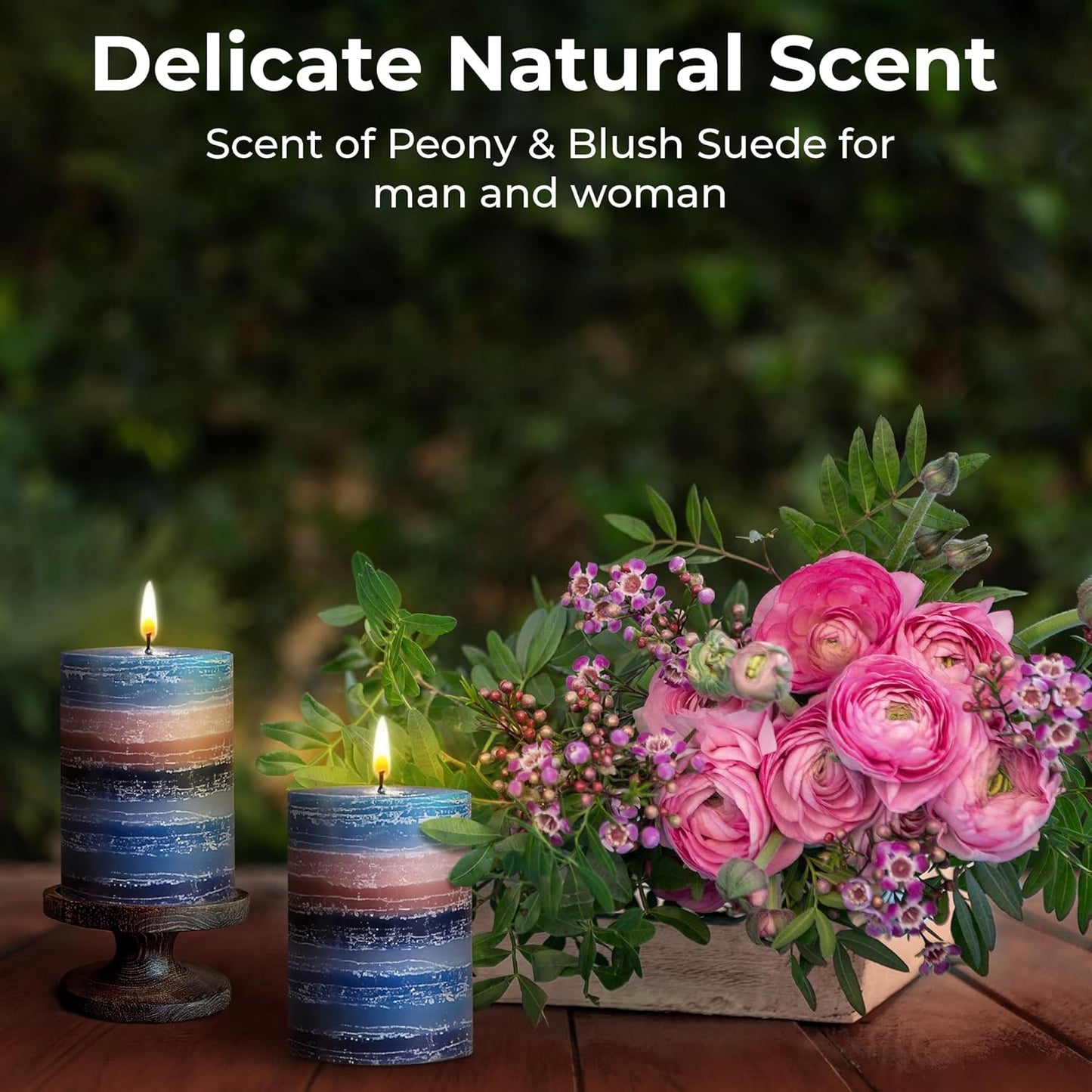 CraftyCrocodile Decorative Scented Pillar Candle - Handcrafted Navy Blue Candles with Cotton Wick, Smokeless for Spa, Aromatherapy, Home, Wedding - 40 Hour Burn Time - 3" W x 4" H