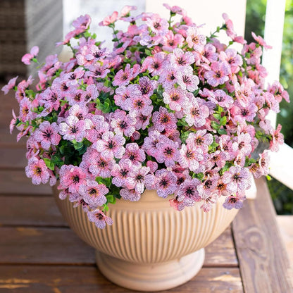 HyeFlora Artificial Flowers for Outdoor Indoor Garden Home Decoration, Faux Flower Daisy with Eucalyptus Leaves Fake Plants Greenery Boxwood Porch Patio, 12 Bundles (Mix Pink Red Purple Yellow)