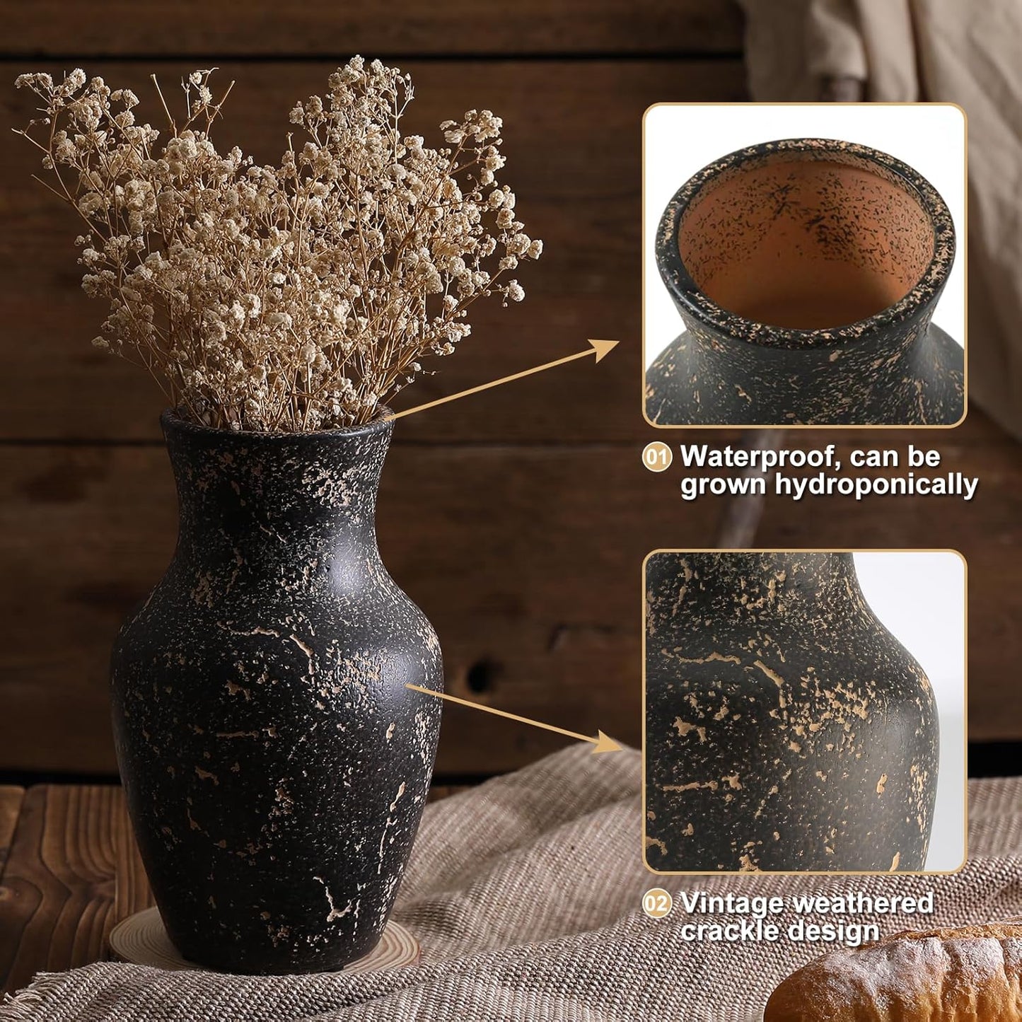 Rustic Vases for Home Decor. Ceramic Vase for Dining Table Decor. Terracotta Decorative Vase 6.1IN. ZSHLXM