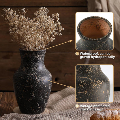 Rustic Vases for Home Decor. Ceramic Vase for Dining Table Decor. Terracotta Decorative Vase 6.1IN. ZSHLXM