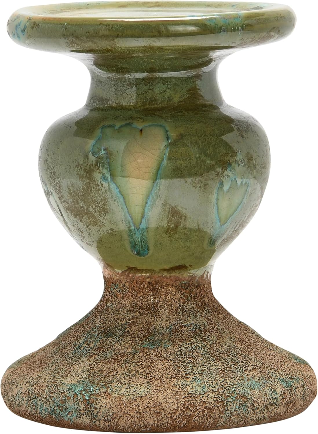 Creative Co-Op Small Distressed Blue Terracotta Pillar Candle Holder