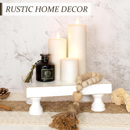 EOSAHR Farmhouse Riser for Room Decor : Decorative Pedestal Stand For Display Your Home Decorations and Uniquely Soap Stand - Rustic Bathroom Counter Tray and Kitchen Decor (Natural Wood)