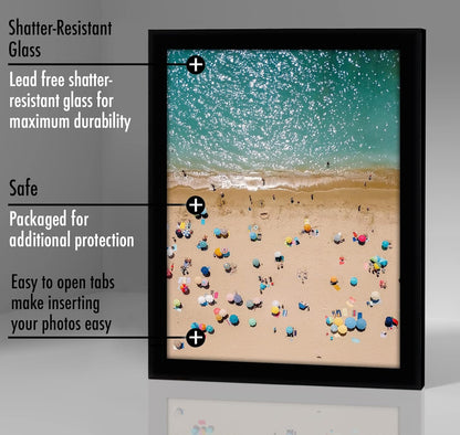 Americanflat 12x18 Poster Frame with Shatter-Resistant Glass - Signature Collection - Gallery-Style Frames Made of Engineered Wood - Photo Frame for Wall Display - Black - Colors B