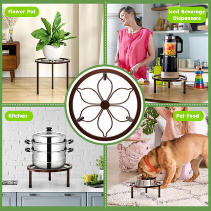 VECELO Metal Plant Stands Set of 5, Multiple Heavy Duty Flower Pot Stand, Round Plant Holder, Black