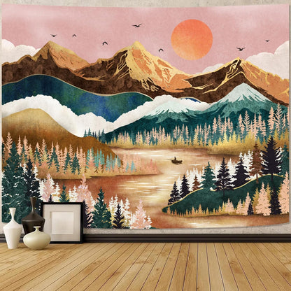 Zussun Black and White Tapestry Starry Night Mountain Tapestries for Bedroom Aesthetic Moon and Stars Tapastry's Wall Hanging Dark Nature Forest Wall Tapestry for Living Room Dorm (48'' × 36'')