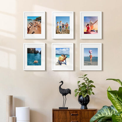 upsimples 11x14 Picture Frame Set of 5, Display Pictures 8x10 with Mat or 11x14 Without Mat, Wall Gallery Photo Frames, Black