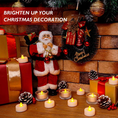 merrynights LED Candles, Tea Lights Candles Battery Operated Bulk, 50-Pack Long-Lasting 200 Hours Flameless Tealight Candles, Realistic Tea Lights for Christmas Halloween Wedding, 1.5'' D X 1.25'' H