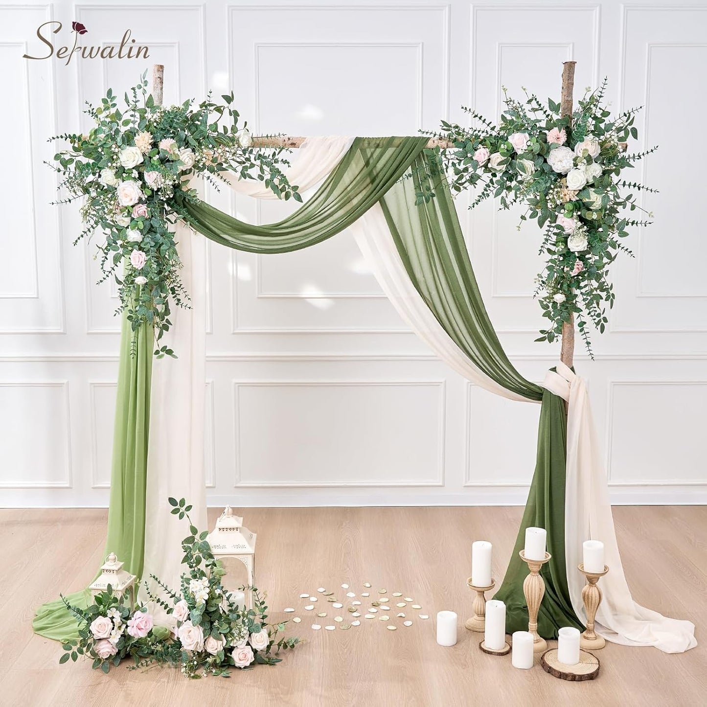 Serwalin 100 Pcs Mixed Artificial Eucalyptus Stems,Babys Breath Artificial Flowers Bulk with Faux Eucalyptus Leaves Greenery Stems for Wedding DIY Bouquets Floral Arrangement Home Decor