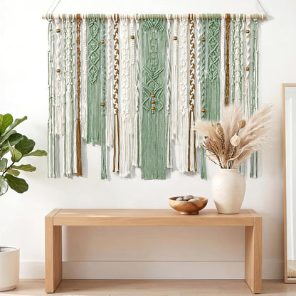 MEIVINES Macrame Wall Hanging Large Wall Art Handmade Woven Tapestry Boho Tapestry Macrame Wall Decor Art Home decoration for Living Room Bedroom Apartment Dorm Wedding Party 38" x 29"