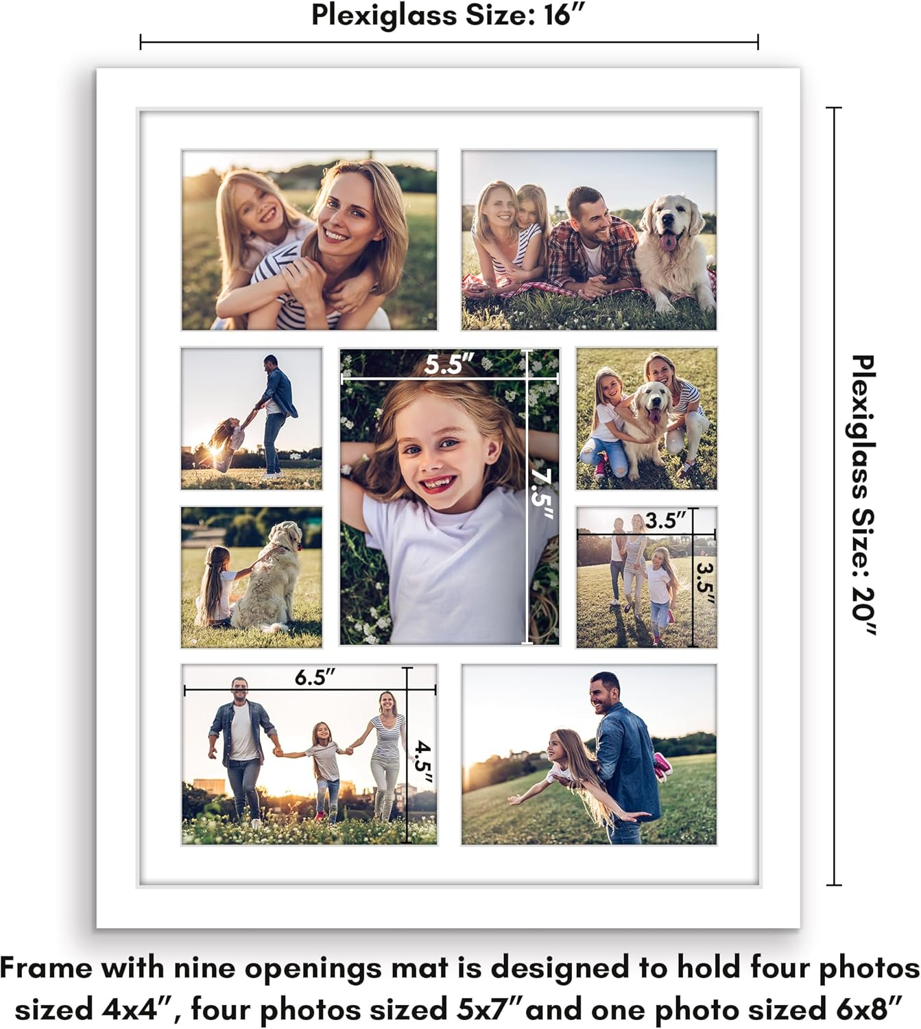 Americanflat 4x6 Collage Picture Frame with Polished Plexiglass - Multi Picture Frames Fit Sixteen 4x6 Photos or Use as One 18x26 Poster Frame for Wall Display - Signature Collection - Black