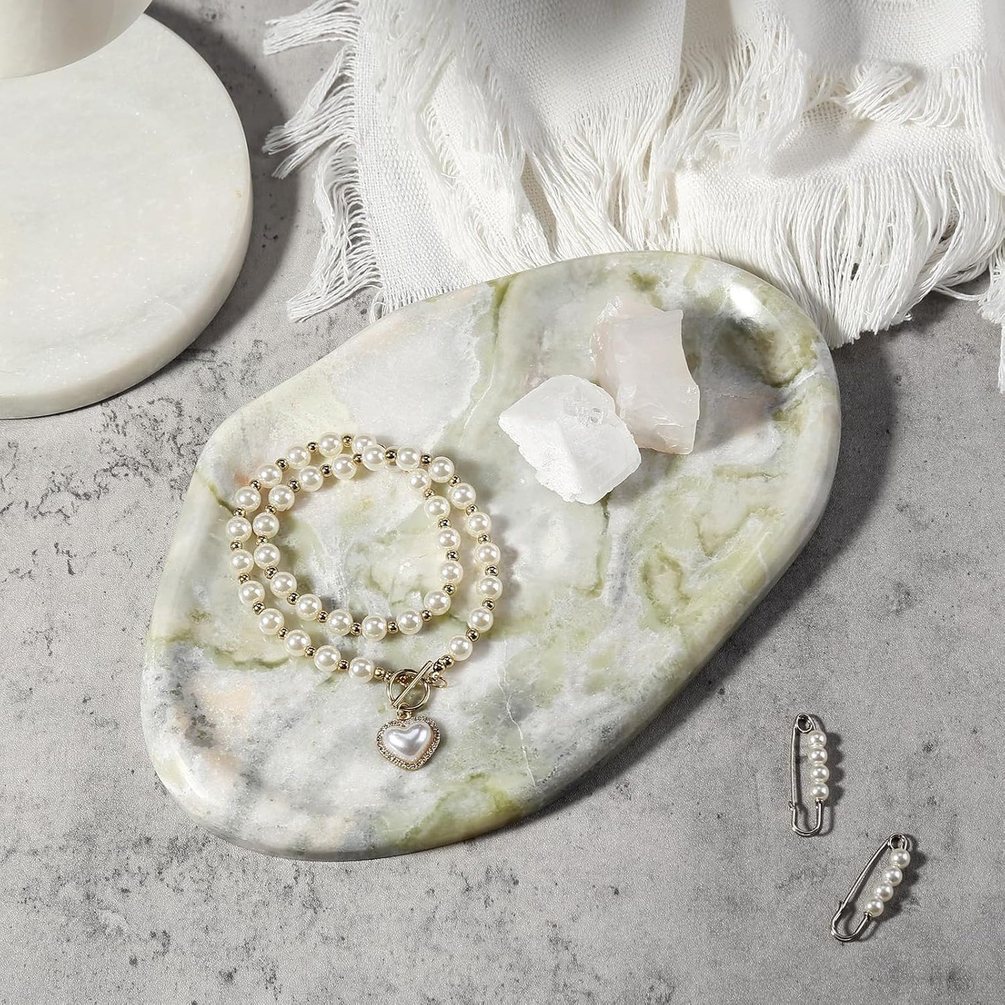 Koville Luxurious Natural Marble Vanity Tray, Cloud Shape Serving Stone Key Tray for Home Decor, 10" x 7" Marble Storage Trays for Bathroom, Stone Plate Holder for Perfume, Candle and Jewelry