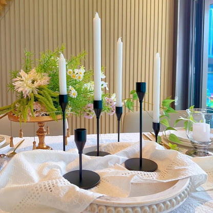 French Gold Taper Candle Holders for Wedding Table Centerpiece,Tall Taper Candlestick Holders Bulk Set of 6,Metal Candle Stick Holders for Dinning or Mantel Centerpiece,Party Home Decor
