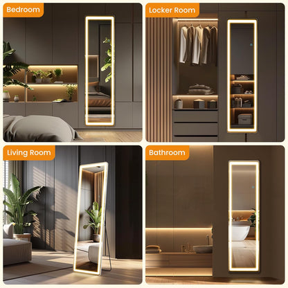 Mirror Full Length, Upgraded 16"x59" Body Wall Mirrors with Shatter-Proof Glass, Floor Standing, Hanging or Leaning, Tall Mirror with Stand Aluminum Alloy Frame for Bedroom Cloakroom