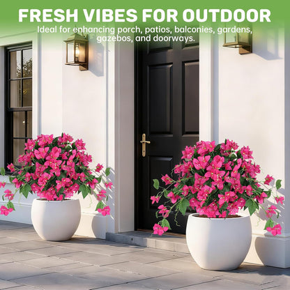 2Pack 4FT Artificial Bougainvillea Topiary Trees for Outdoor, Fake Silk Flowers Plants Bushes with Ground Spike, Faux UV Resistant Shurbs Trees for Outside,Front Porch,Patio,Balcony Decor